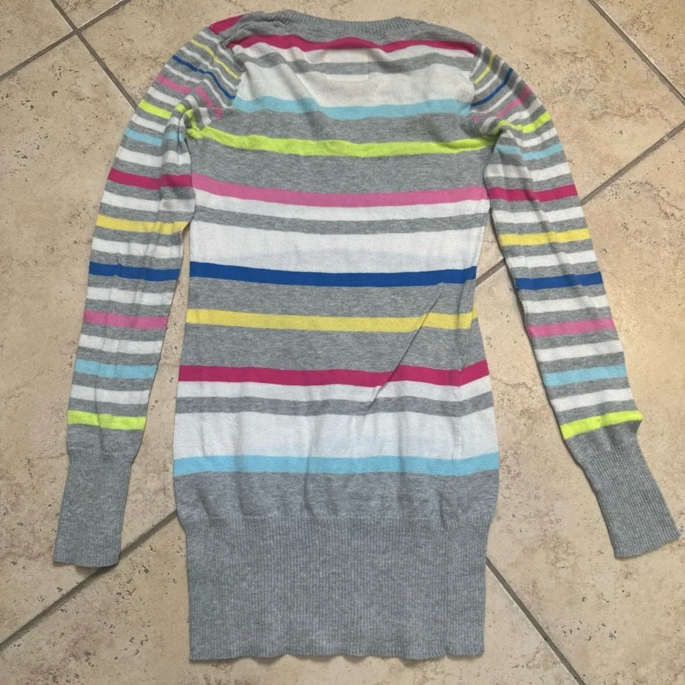 Justice Multicolor Striped V-Neck Sweater